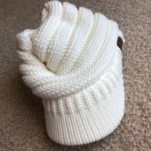 C.C Cable Knitted Brim Visor Beanie Hat Cap